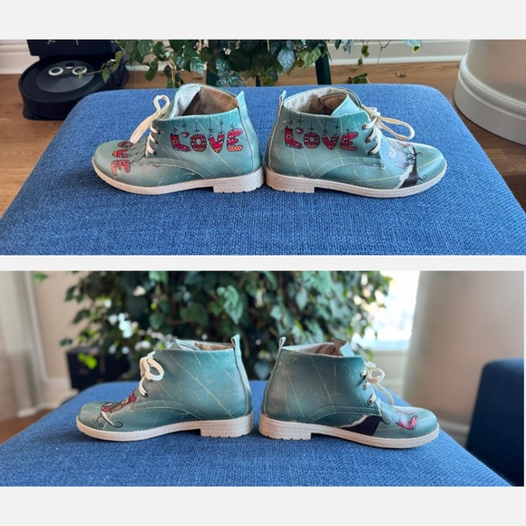 🦉 Limarki OWL LOVE Faux-Leather Ankle Boots Women's 6.5 (EU37) Cozy Artsy Vibes - Picture 3 of 8